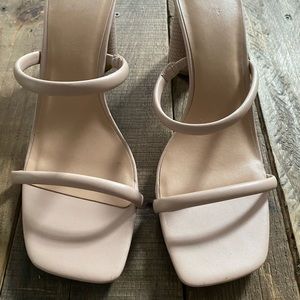 Women’s size 11 nude strappy square toe heels